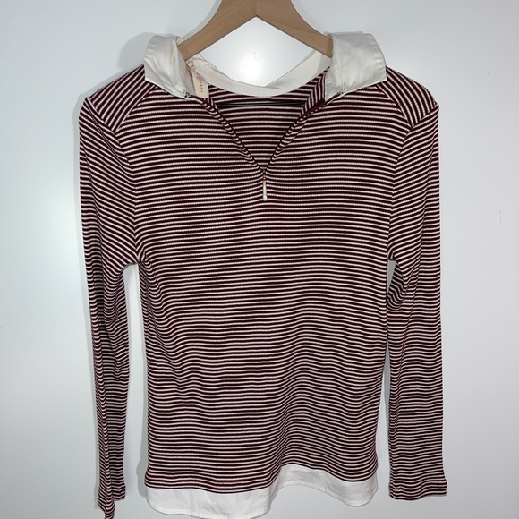 Tory Burch Patsy Poplin Collar Stripe Sweater Top NWT‎ Size Medium - Picture 9 of 13